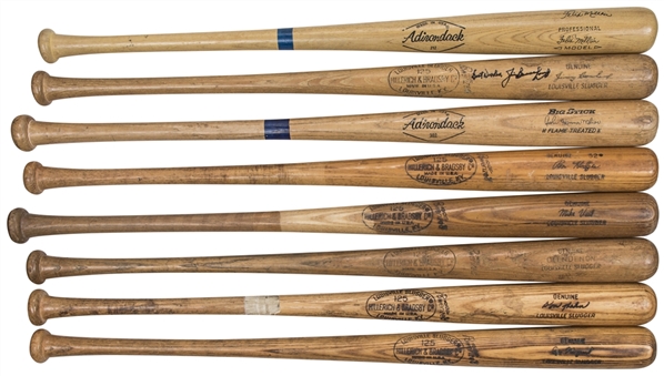 Lot of (8) 1960s-1970s New York Mets Players Game Used Bats From Various Years - 2 Signed (PSA/DNA PreCert & Beckett)